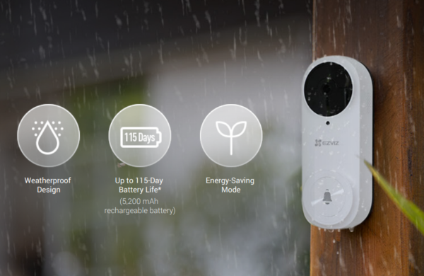 EZVIZ Wi-Fi Battery Powered Video Doorbell DB2 KIT 5MP 2.0mm Lens