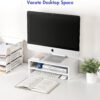 2 Tier Monitor Stand and Desk Organizer - White