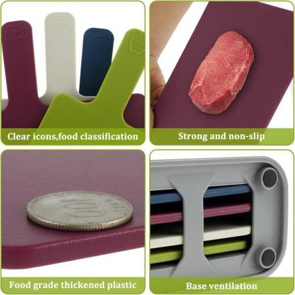 4pcs Kitchen Knife Cutting Board Set with Stand