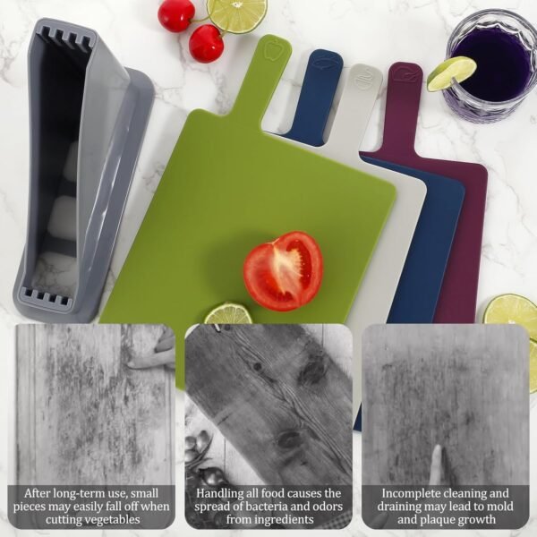 4pcs Kitchen Knife Cutting Board Set with Stand