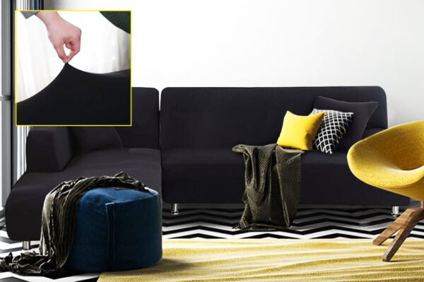Fine Living L Shape Couch Cover - Black