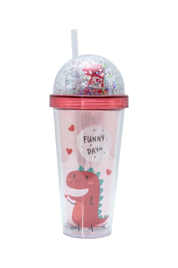 Dino Water Bottle - Sunset Pink