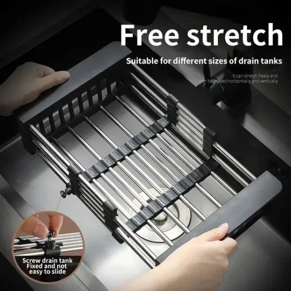 Fine Living - Extended Over Sink Drainer - Black