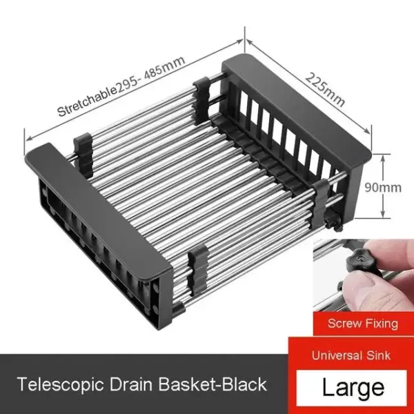 Fine Living - Extended Over Sink Drainer - Black