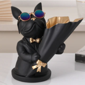 Best Bulldog Vase | Black | Stylish Resin Decor