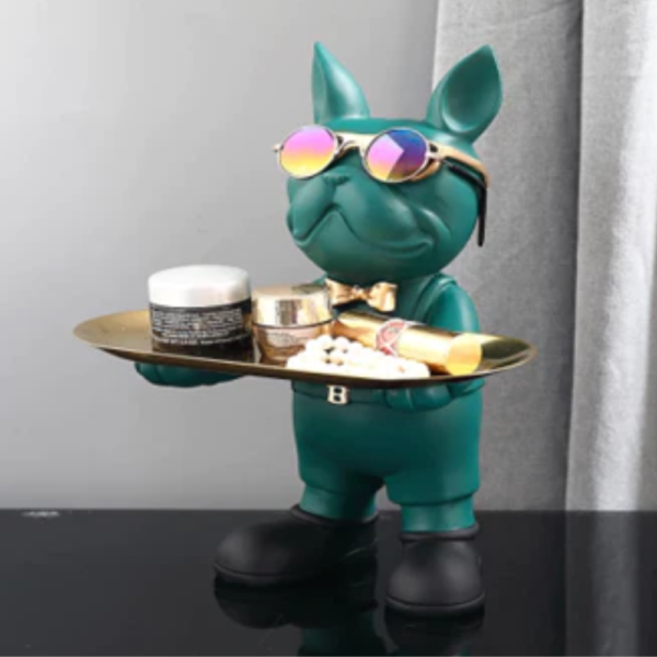 Standing Bulldog Butler | Green | Decorative & Functional