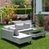 Rattan Cyprus Corner Patio Set - Grey