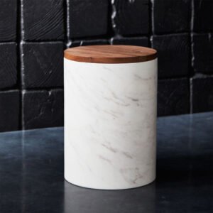 New Alabaster Canister – Brass & White | Stylish | 10cm