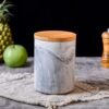 Alabaster Canister - Brass and White - 10cm