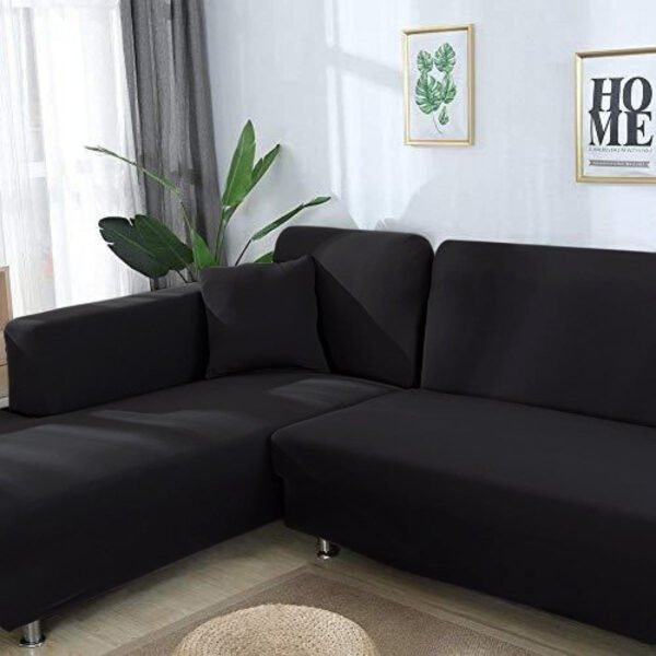 Fine Living L Shape Couch Cover - Black