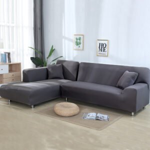 New Fine Living Velvet L-Shape Couch Cover – Stylish | Durable | Dark Grey