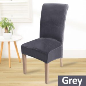 New Velvet Dining Chair Cover – Stylish | Durable | Light Grey