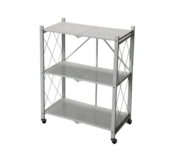Fine Living Foldable Storage rack-White Metal 3 Layer