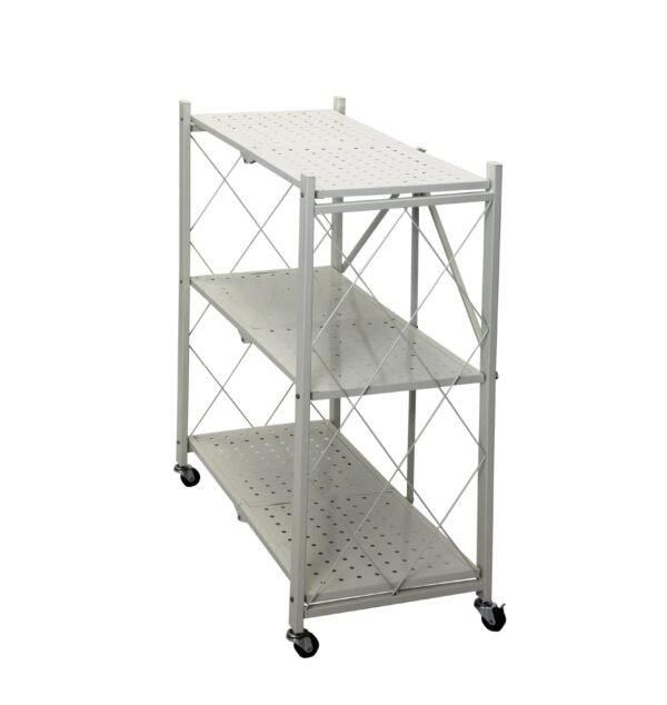Fine Living Foldable Storage rack-White Metal 3 Layer