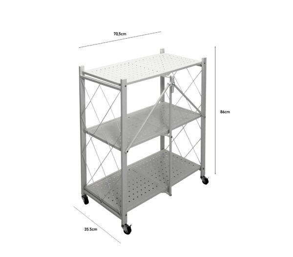 Fine Living Foldable Storage rack-White Metal 3 Layer