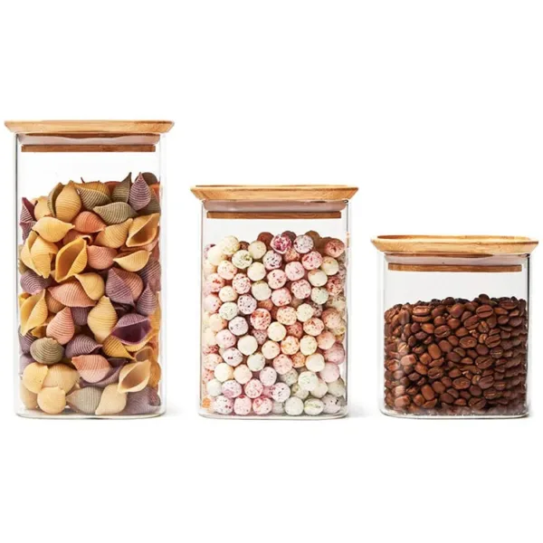 Pristine Bamboo Lid Glass Jar XL 1L Fine Living