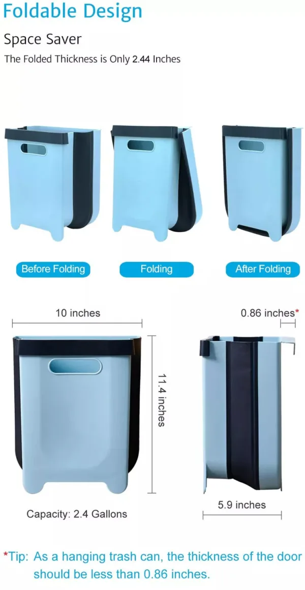 Space Saver Collapsible Trash Bin - Grey
