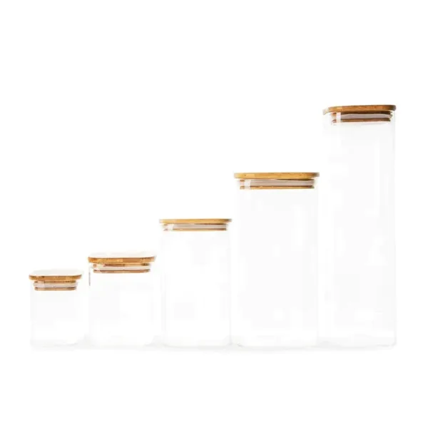 Pristine Bamboo Lid Glass Jar XL 1L Fine Living