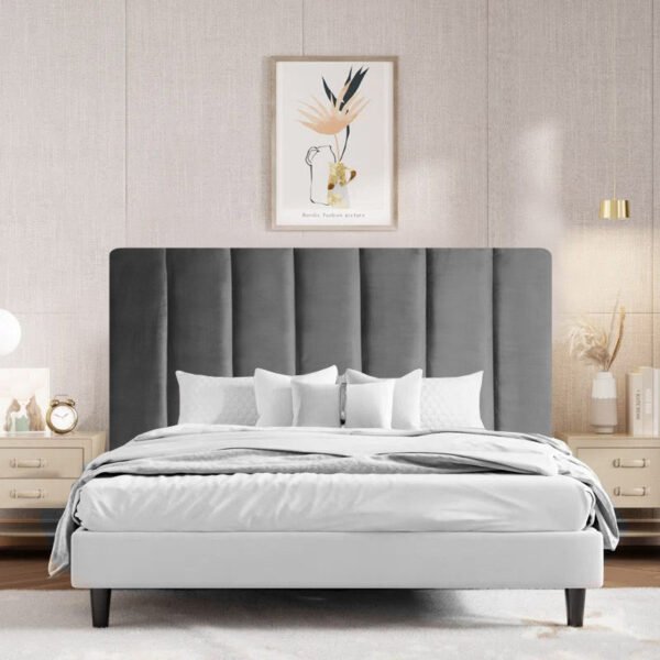 Velvet Pulse Headboard - King - Grey