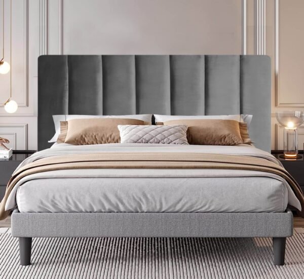 Velvet Pulse Headboard - King - Grey