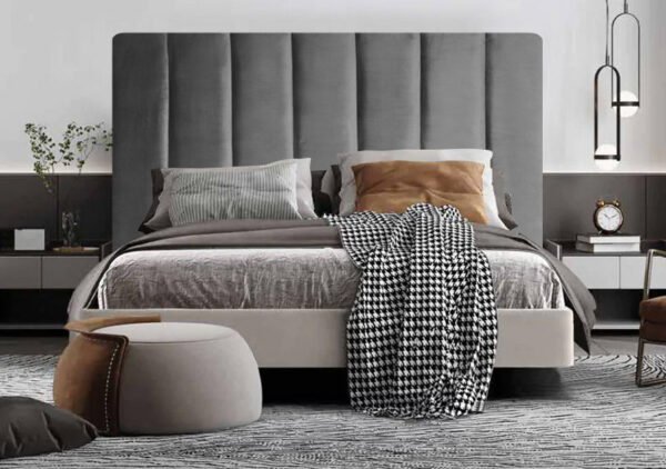 Velvet Pulse Headboard - King - Grey