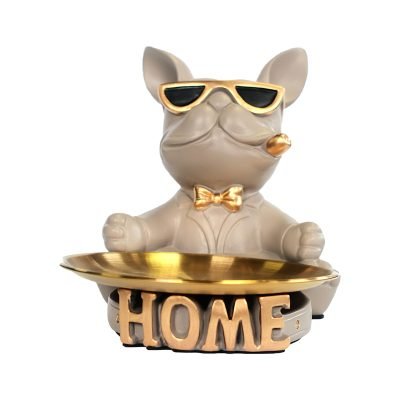 Best Bulldog with Written Bowl | Grey | Stylish Pet Accessory