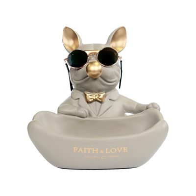 Best Bulldog with Mini Bowl | Grey | Stylish Pet Accessory