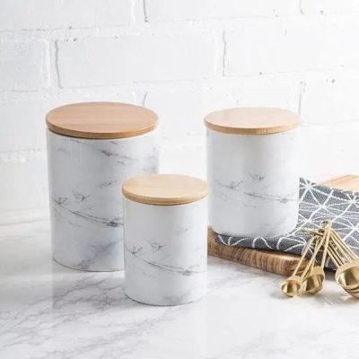 New Alabaster Canister – Brass & White | Elegant | 18cm