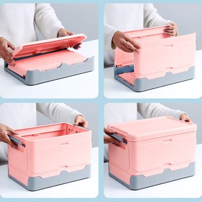 Foldable Storage Clip Box Small - Pink | Stylish & Handy